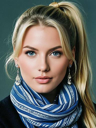 Realistic Blonde Woman in Scarf