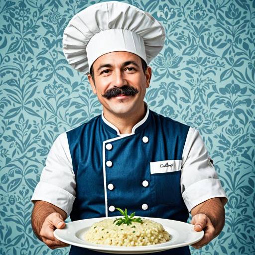 Cheerful Chef with Creamy Risotto Illustration