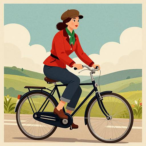 Vintage Poster of Woman on Bicycle