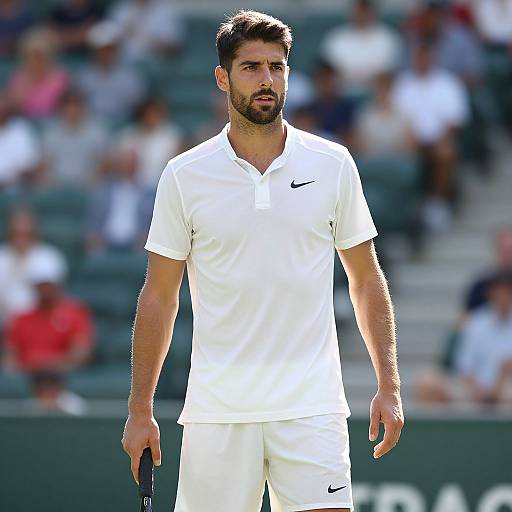 Muscular Man on Sunlit Tennis Court
