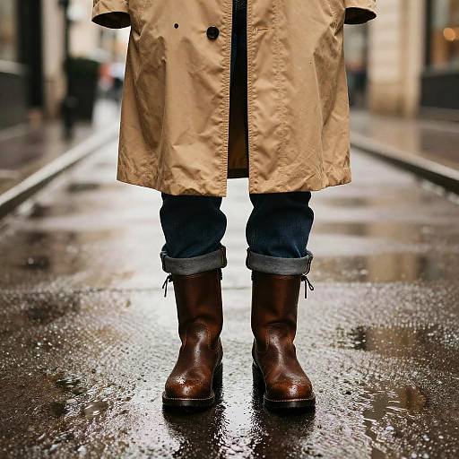 Vintage Wet Look Boots with Raincoat