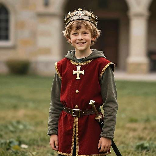 Boy in Medieval Costume with Crown