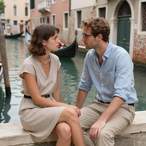 Couple Sitting by Venice Canal