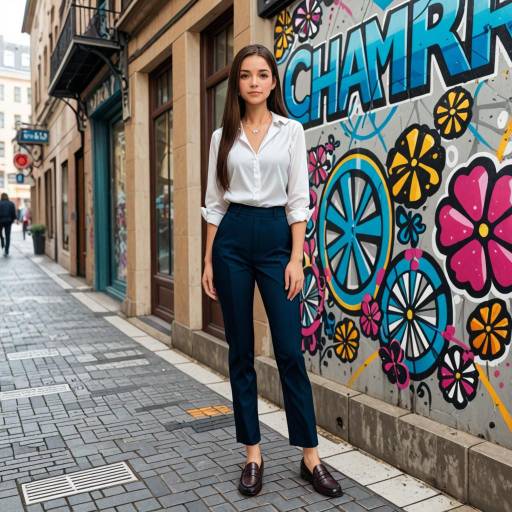 Young woman posing in front of mural