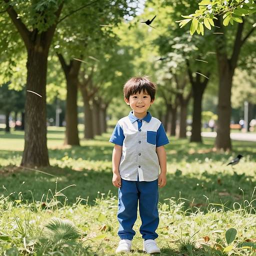 Joyful Boy in Sunlit Park