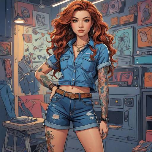 Vibrant Fashionista with Retro Rig