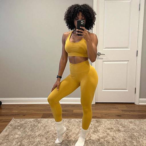 Muscular Black Woman Mirror Selfie