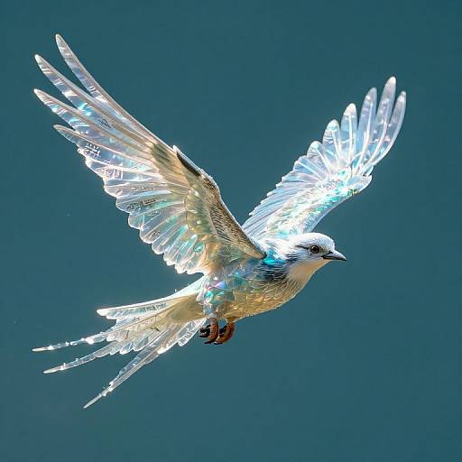 Iridescent Mystical Bird in Flight