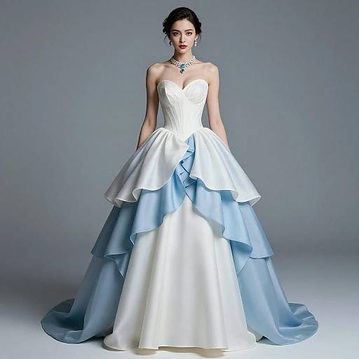 Elegant Fantasy Fashion in Blue and White