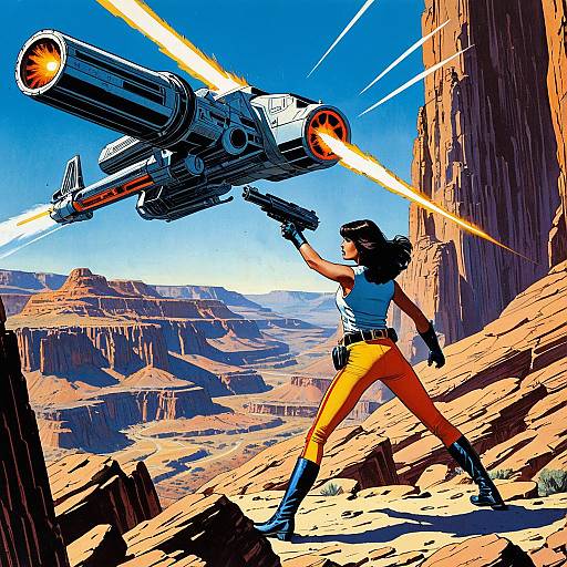 Epic Showdown in 1970s Comic Style