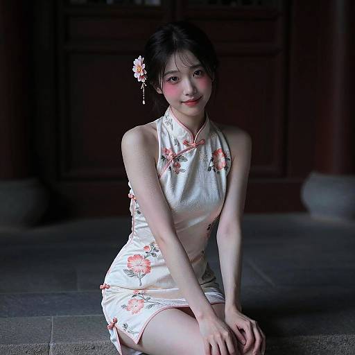 Young Woman in Traditional Aodai Dress