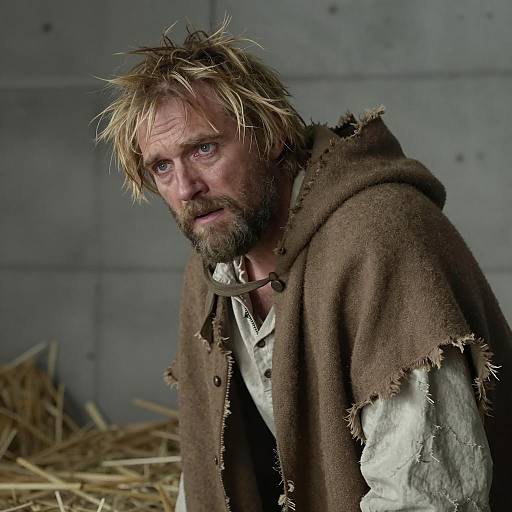 Distressed Man in Tattered Cloak