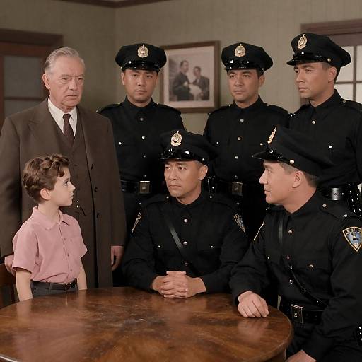 Vintage 1940s Police Station Scene