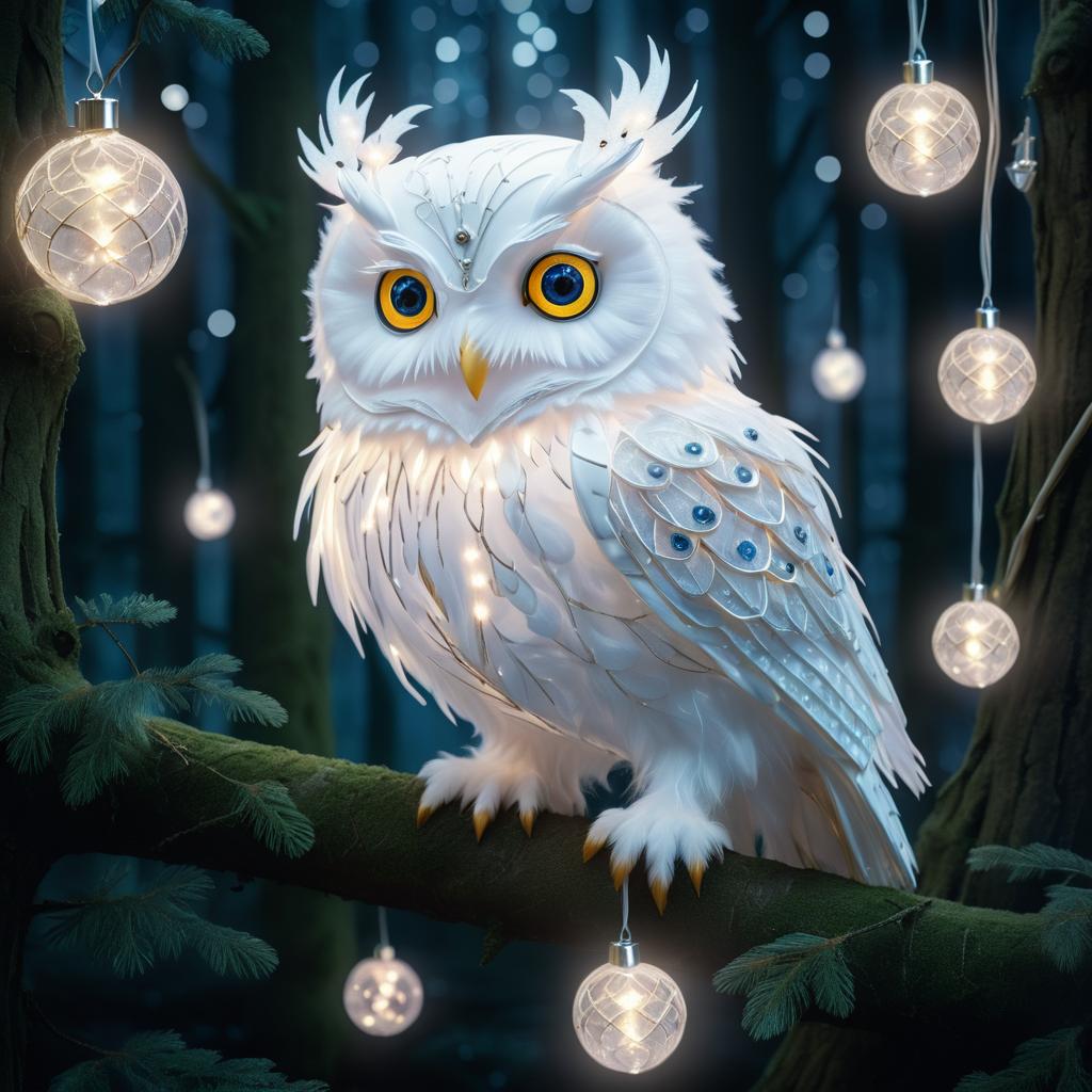 Enchanted Albino Owl in Magical Forest