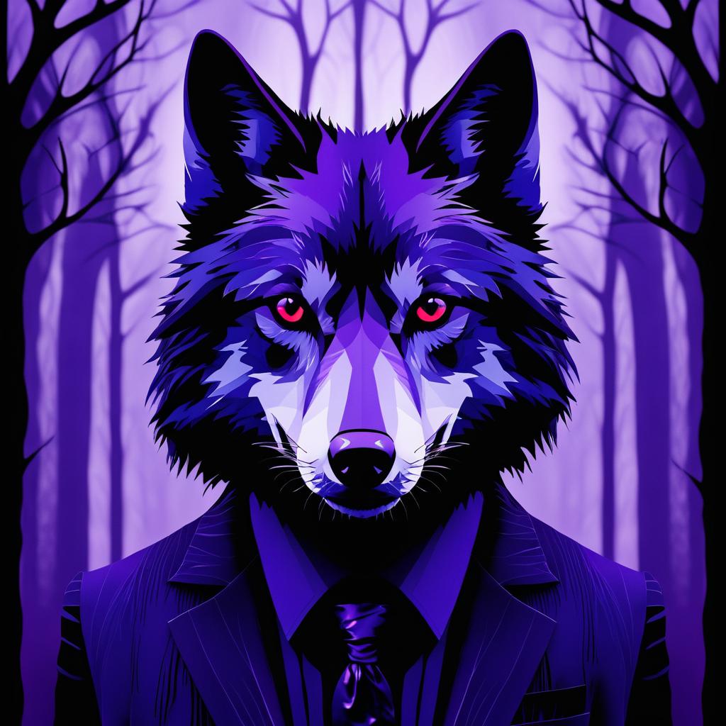 Gothic Shadow Wolf Portrait in Twilight