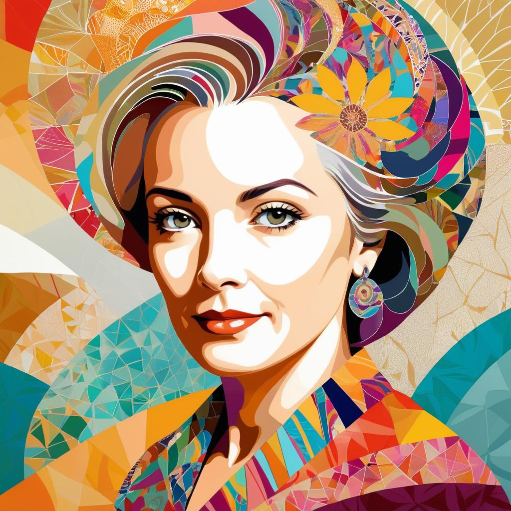 Abstract Collage Portrait of Elegant Woman