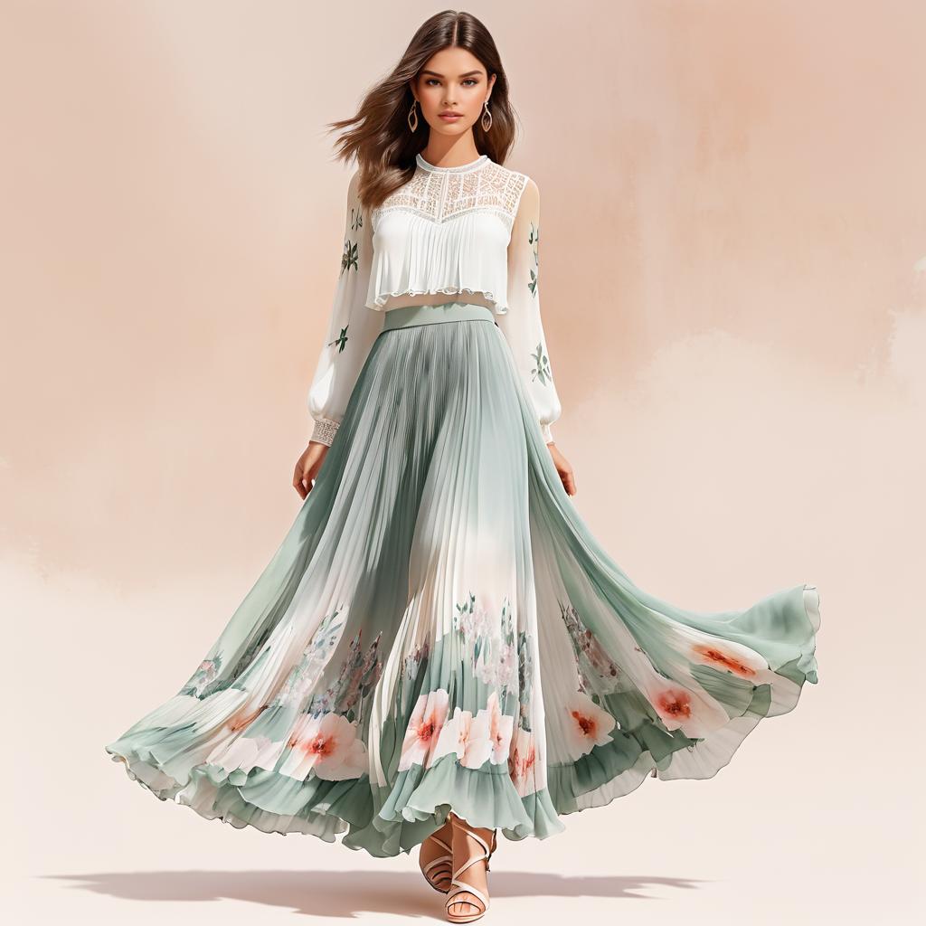 Romantic Watercolor Outfit Illustration