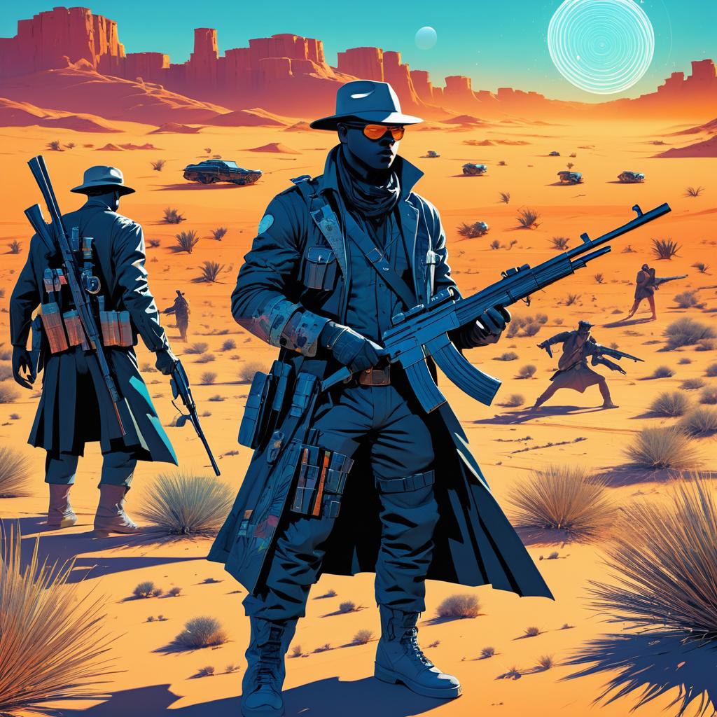 Noir Marksman Hunting Zombies in Desert