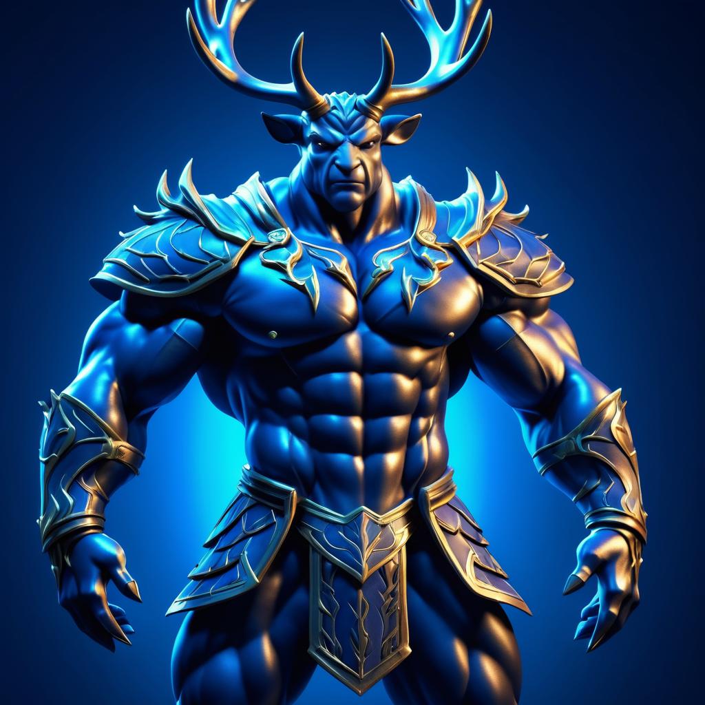 Muscular Stag Warrior in 3D Battle Armor