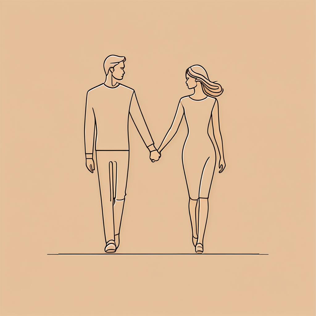 Elegant Minimalist Couple Line Art