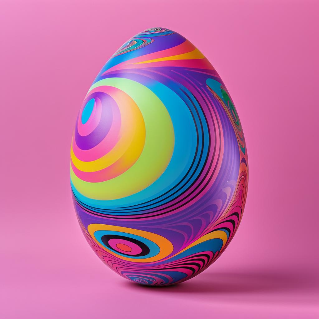 Vibrant Easter Egg Against Pink Backdrop