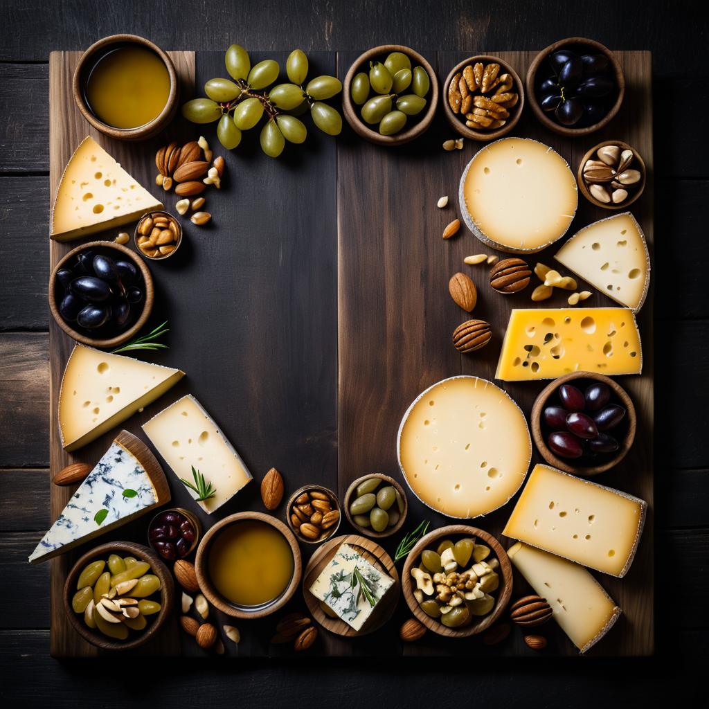 Rustic Cheese Board Flat Lay Photography