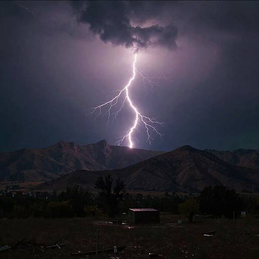 Cinematic Lightning Over Mountain Range