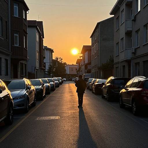 Sunset Silhouette on Urban Street