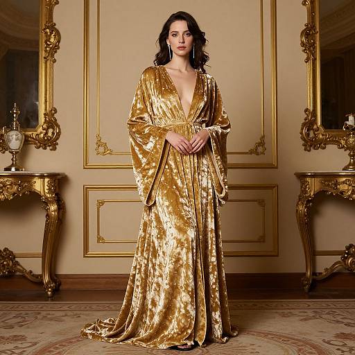 Woman in Golden Velvet Robe