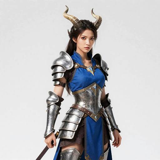 Armored Horned Woman Mythical Creature
