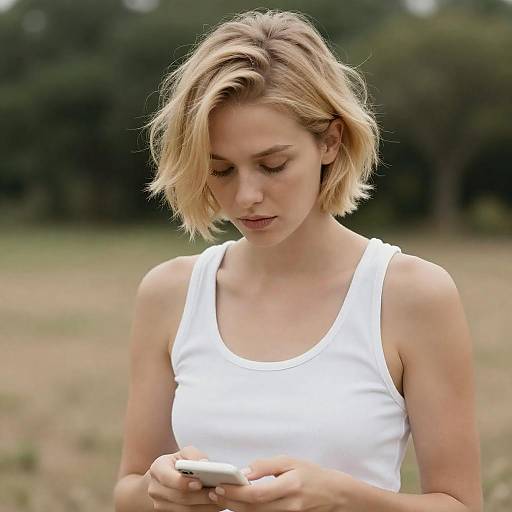 Blonde Woman Outdoors with White Object