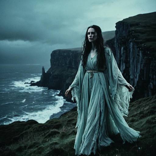 Ethereal Banshee Spirit on Stormy Cliffs