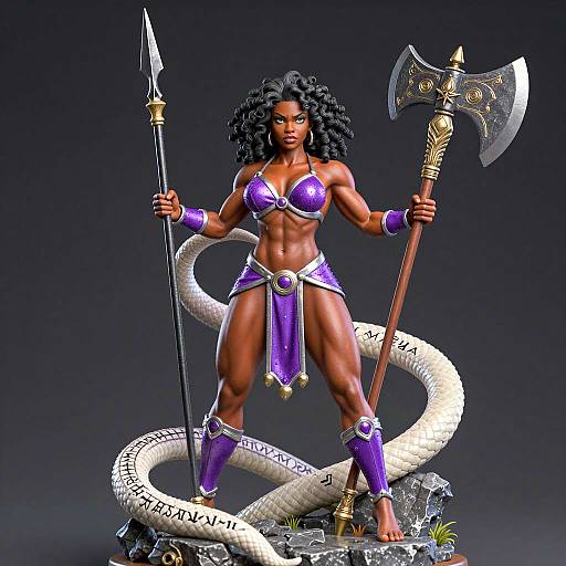 Majestic Warrior Statue with Spear and Axe