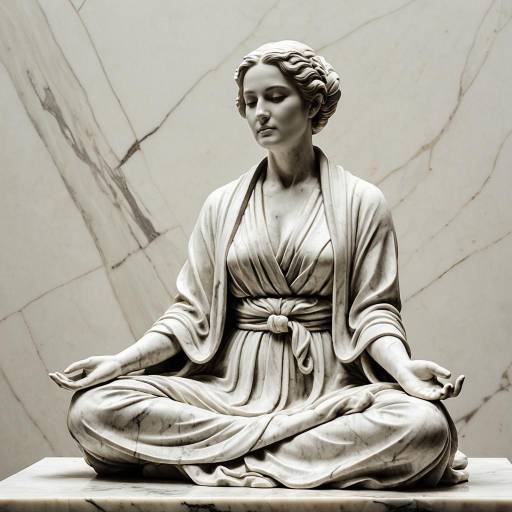 Elegant Meditating Woman in Marble Sculpture