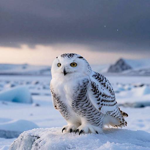 Snowy Owl on Glacial Twilight Breeze