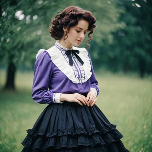 Woman in Elegant Vintage Iskra Cosplay Costume