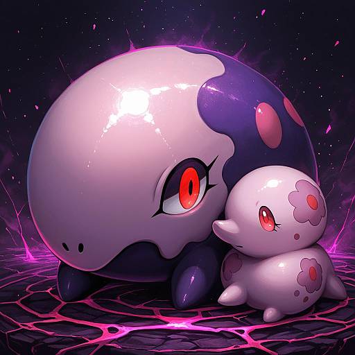 Illustration of Munna, pokemon in the style of Chii (tsumami tsumamare)
