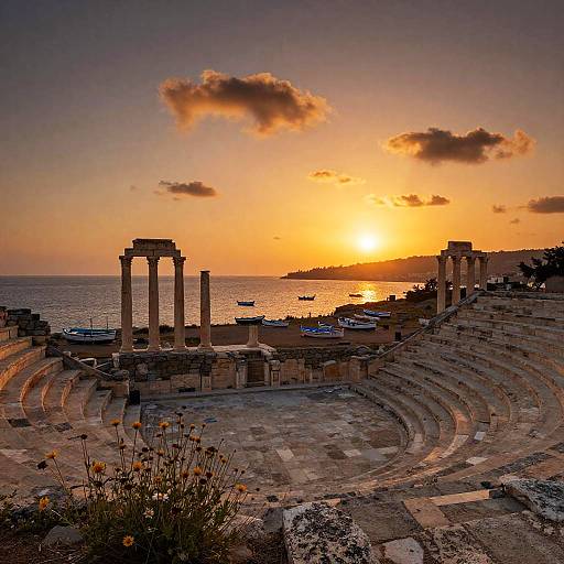 Sunset Ancient Greece Amphitheater Scene