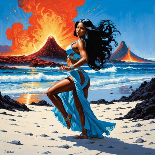 Goddess Dancing on Volcanic Beach