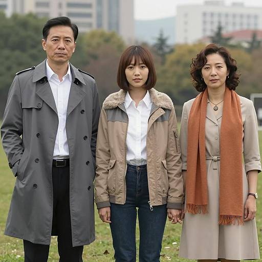 Three Friends in a Scenic Outdoor Setting
