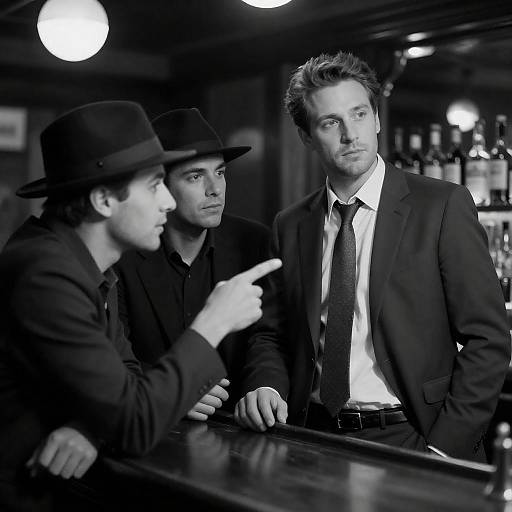 Classic Bar Scene in Black and White