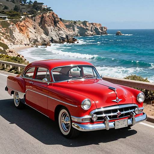 Gleaming Cherry Red Vintage Car