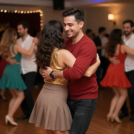 Festive Dance: Red and Gold Embrace