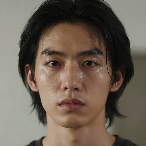 Intense Portrait of Young Asian Man