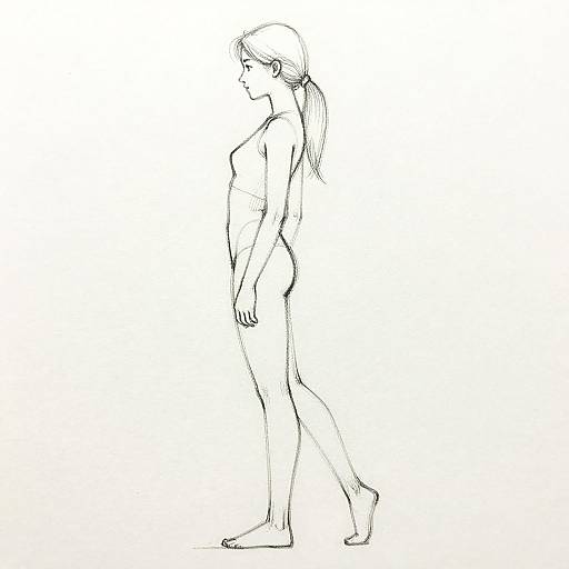 Female Model Side View Sketch