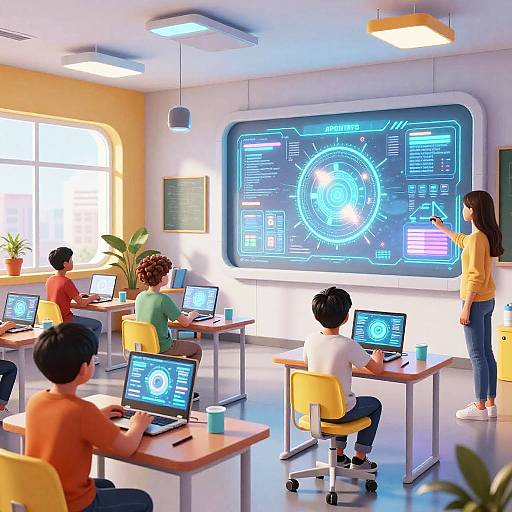 Futuristic Classroom with Advanced Tech