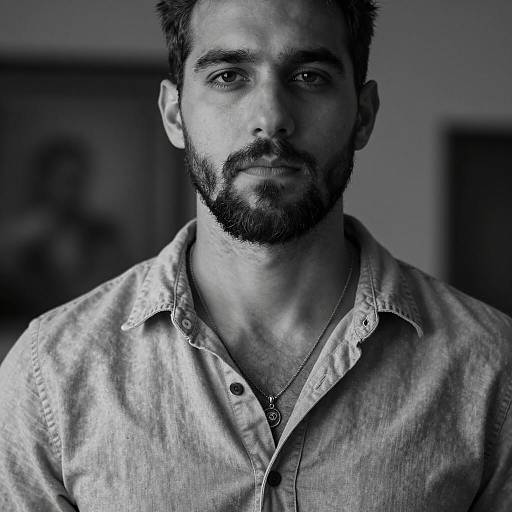 Monochrome Portrait of Bearded Man