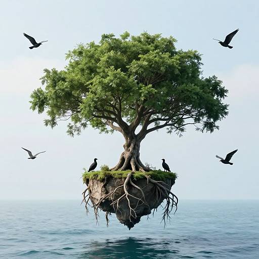 Floating Island with Solitary Tree