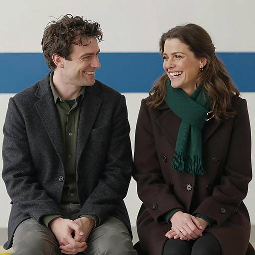 Smiling Couple Sitting Together