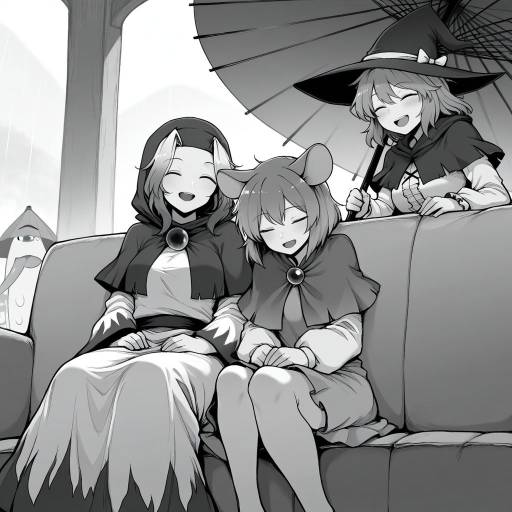 Whimsical Girls in Monochrome Attire